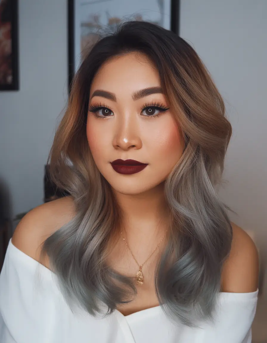 haircut for round face Silver Melt Waves With Dimensional Softness