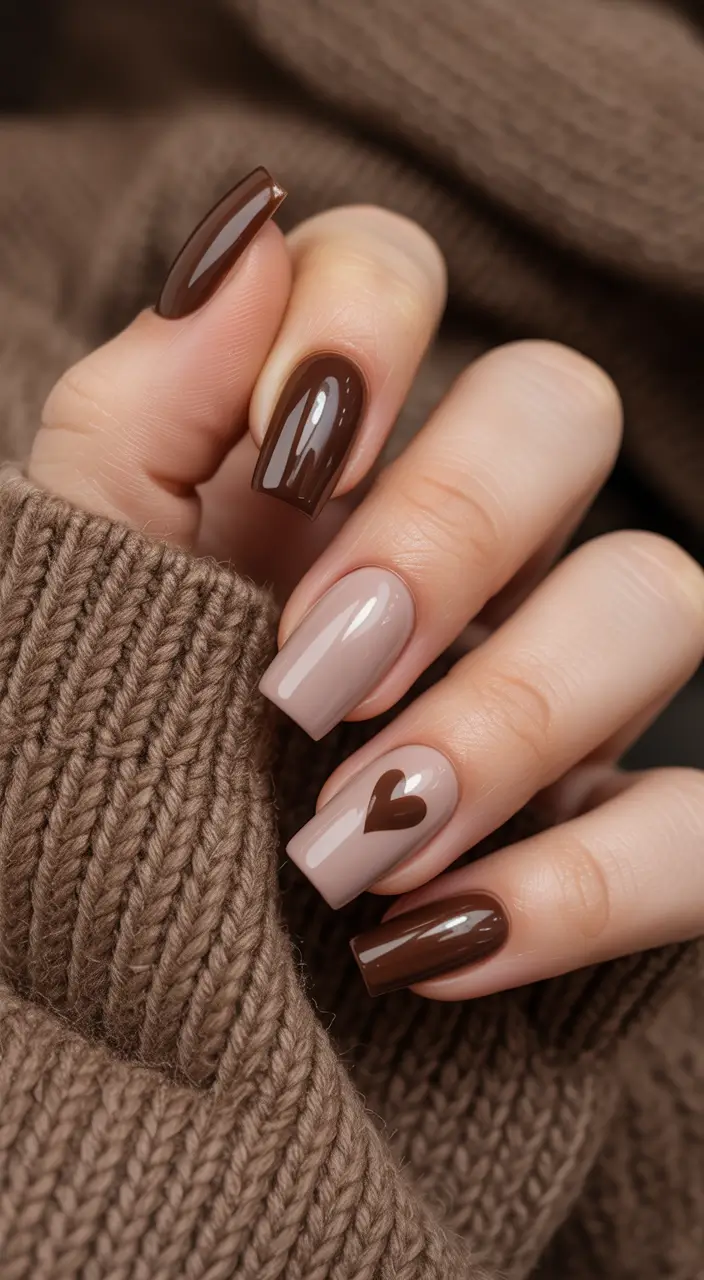 late winter nails design and color Warm Cocoa Charm
