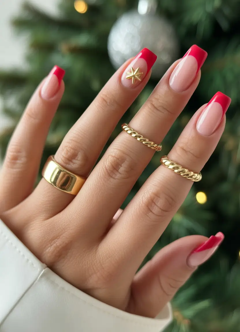 late winter nails design and color Crimson Glint French