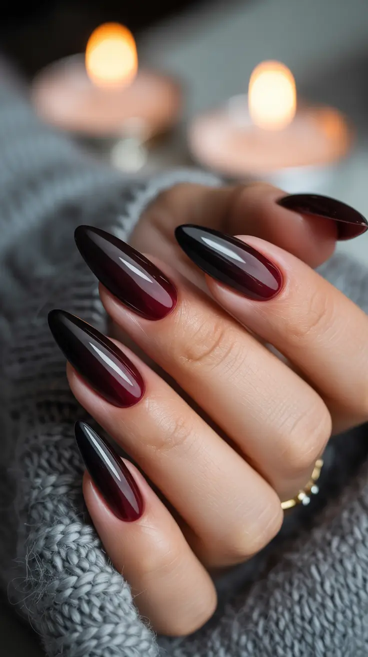 late winter nails design and color Berry Noir Gradient