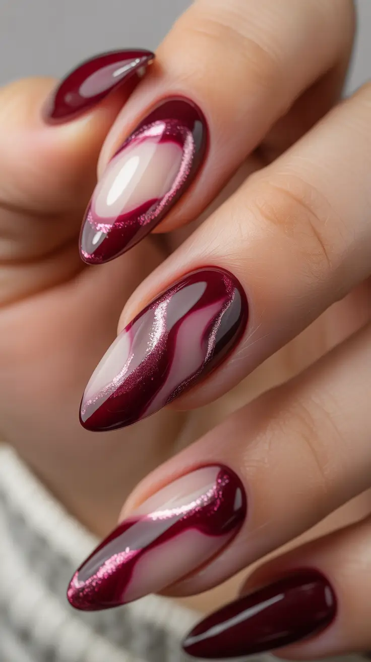 late winter nails design and color Velvet Cranberry Waves