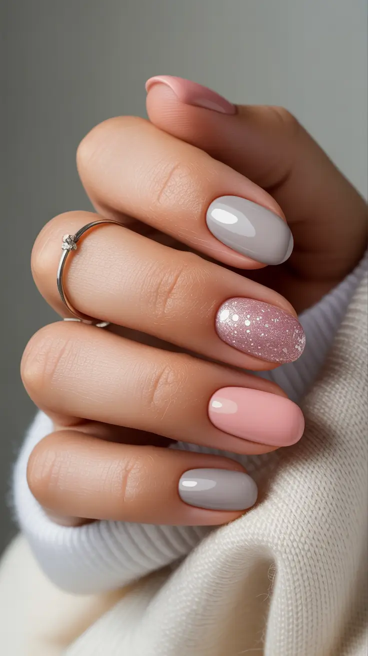 late winter nails design and color Frosted Petal Gradient