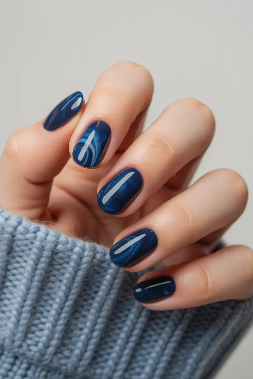 late winter nails design and color Midnight Marble