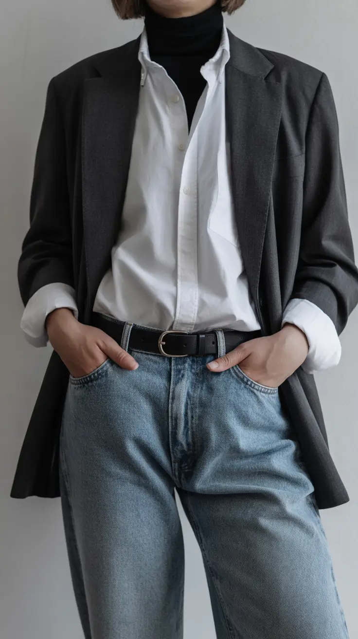 outfits layering Classic Monochrome Balance