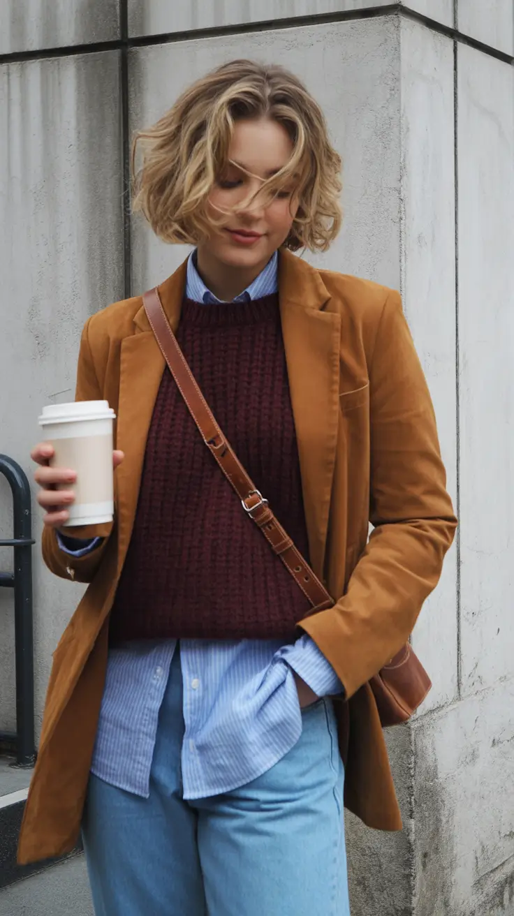 outfits layering Warm Neutrals and Structured Energy