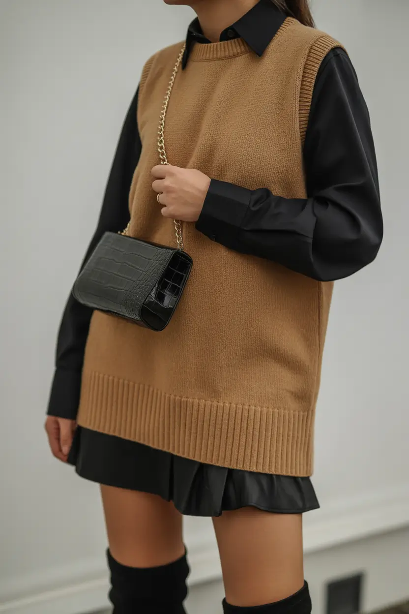 outfits layering Chic Preppy Warmth