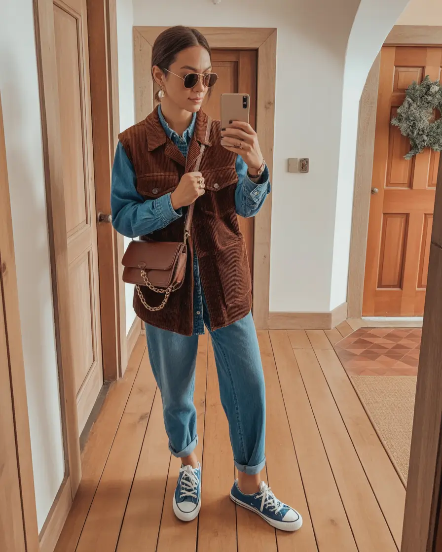 outfits layering Corduroy Vintage Chic