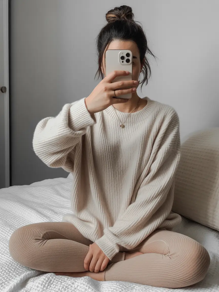 outfits lazy Ribbed Cream Lounge for Still, Peaceful Moments