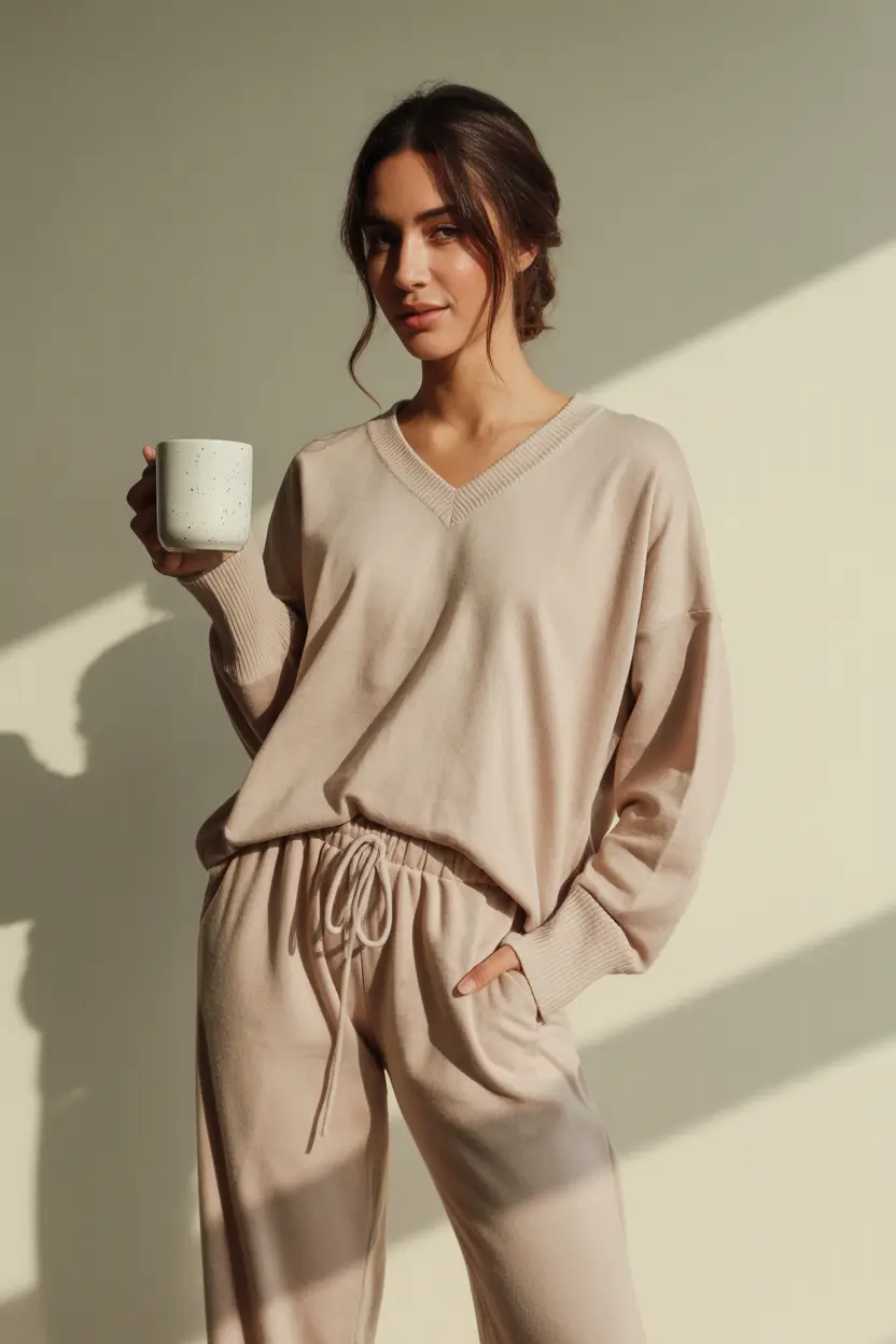outfits lazy Soft Beige Loungewear for Golden Morning Light