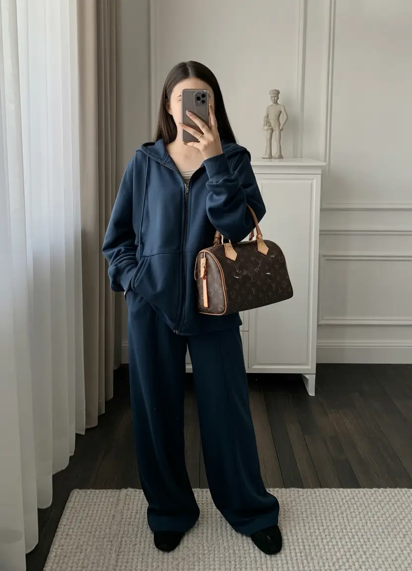 outfits lazy Deep Navy Lounge Set With a Polished Finish