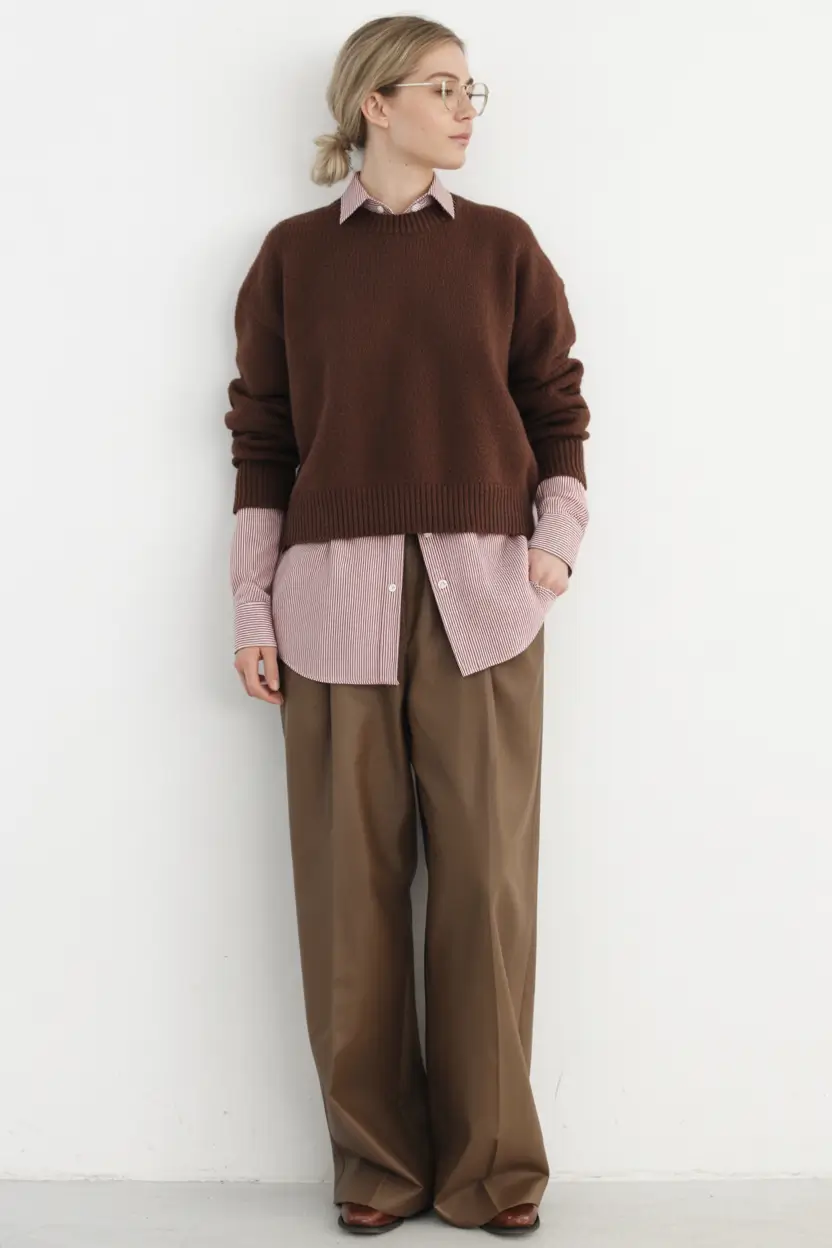 business casual outfits for women Layered Warmth with Academic Vibes