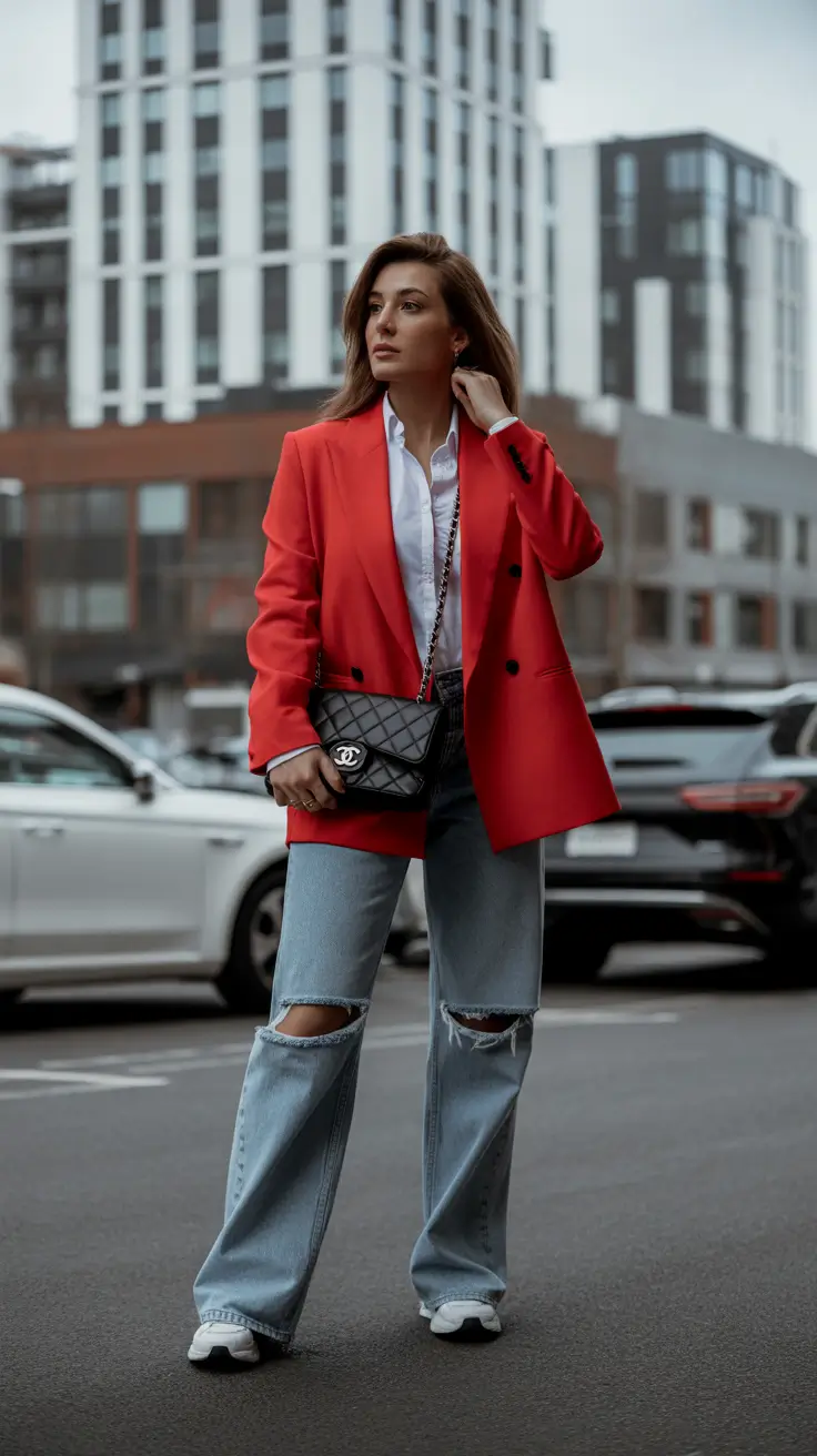 new york outfits Red Blazer Energy