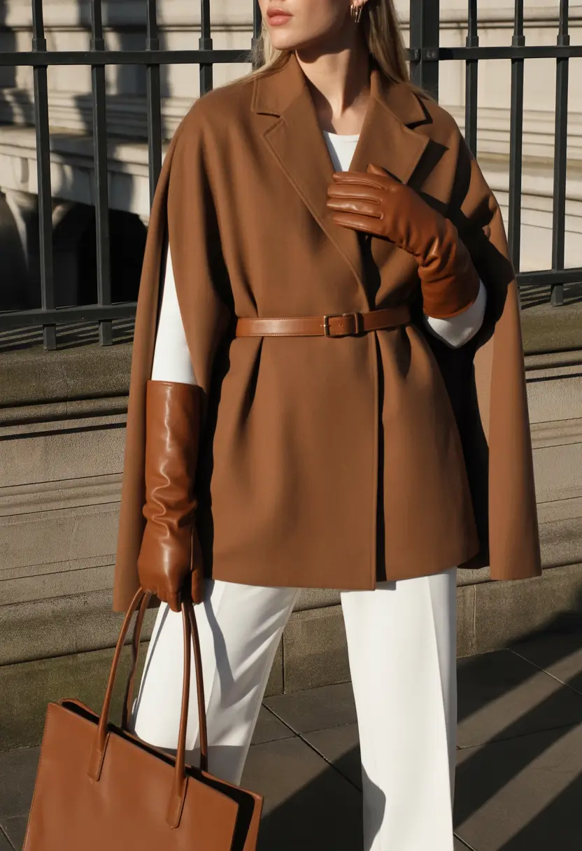 old money outfits 2026 Caramel Cape Majesty