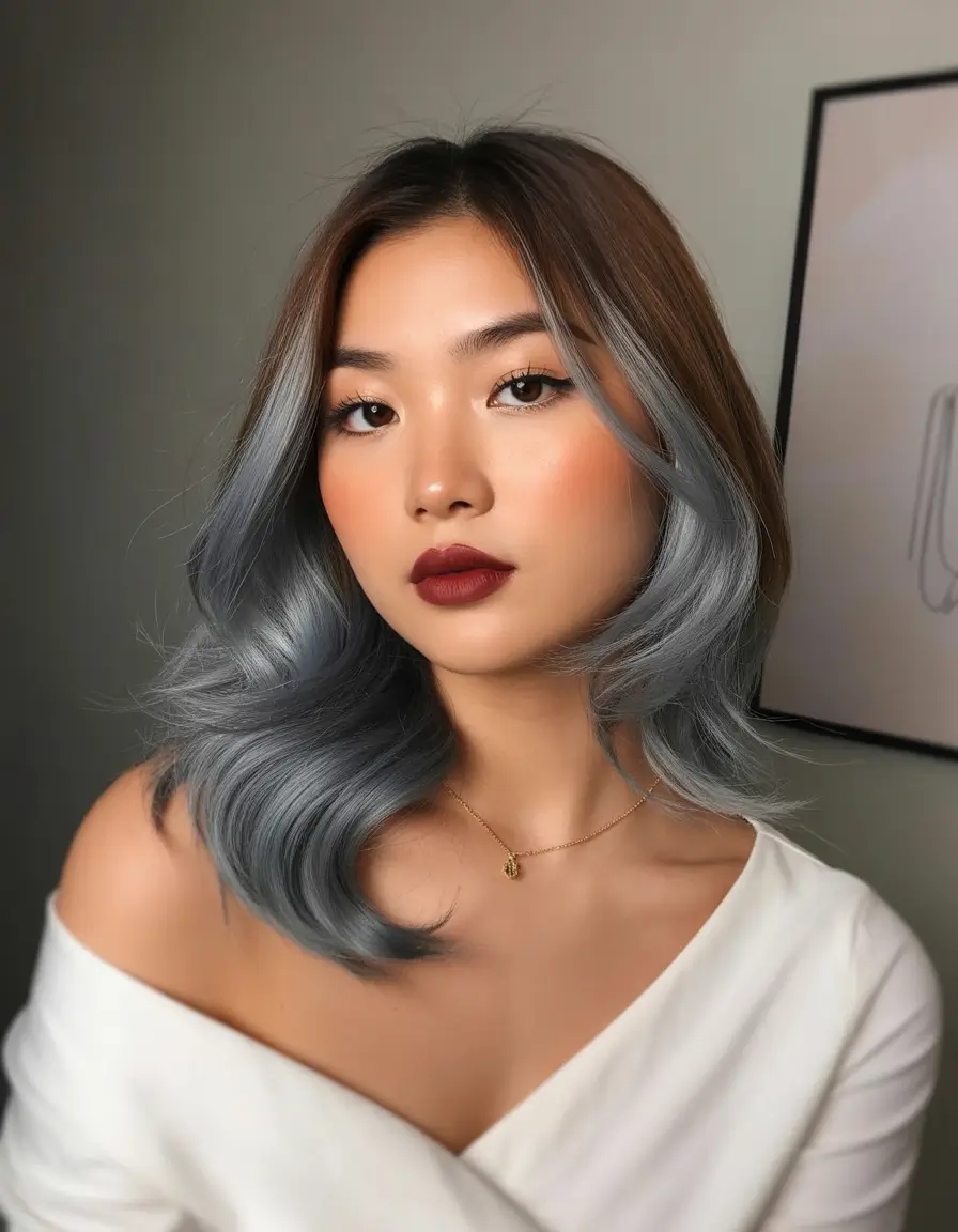 ombre hair color 2026 Soft Steel Ombre Waves