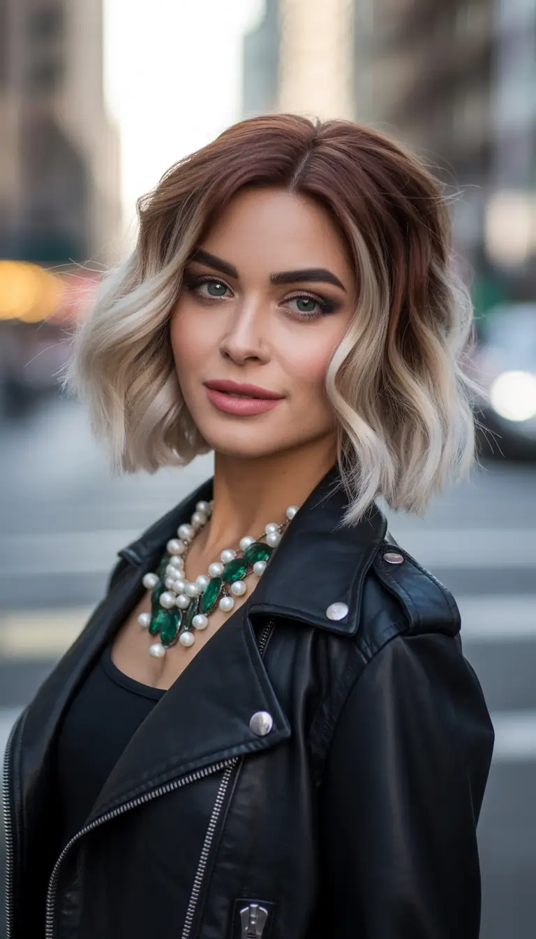 ombre hair color 2026 Rooted Blonde Bob