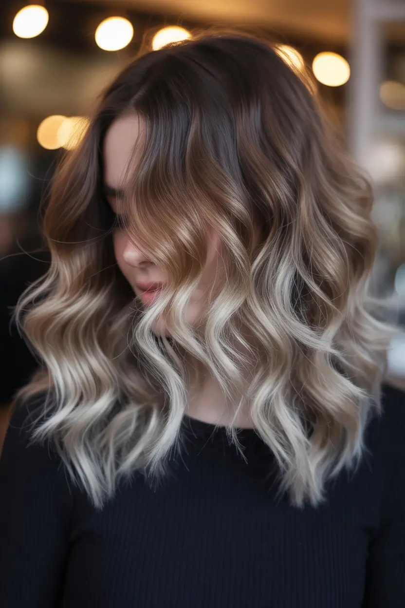 ombre hair color 2026 Ash Brunette Platinum Ombre