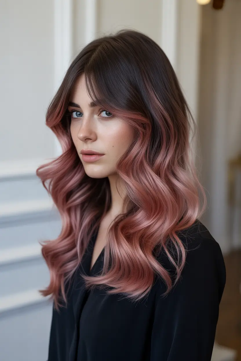 ombre hair color 2026 Rosewood Ombre Waves