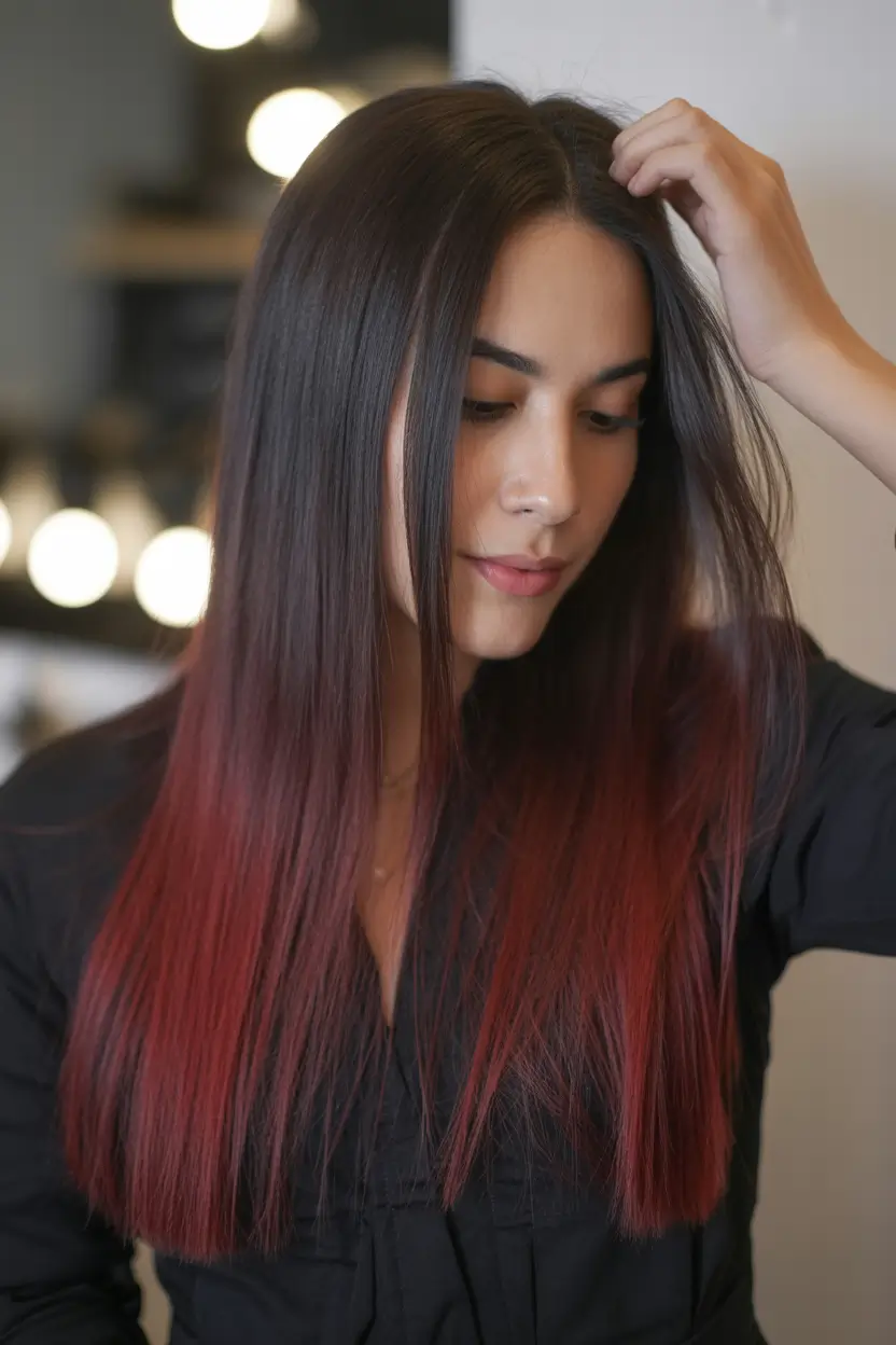 ombre hair color 2026 Deep Ruby Fade