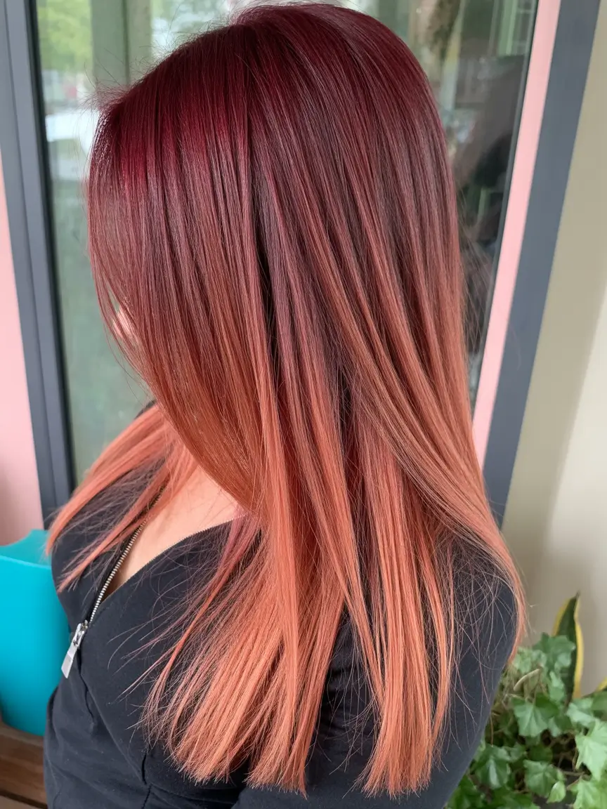 ombre hair color 2026 Berry Peach Ombre