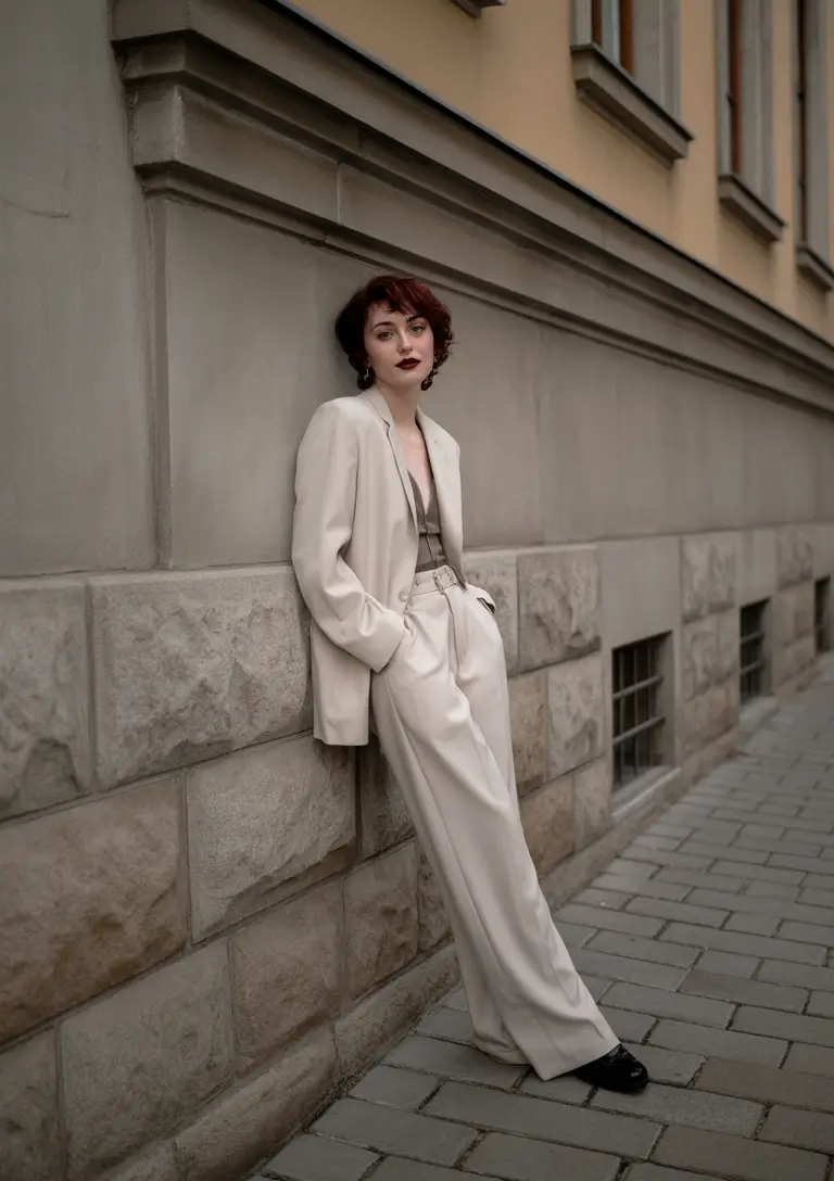 outfits ideas Minimalist Rebellion Cream Power Suit