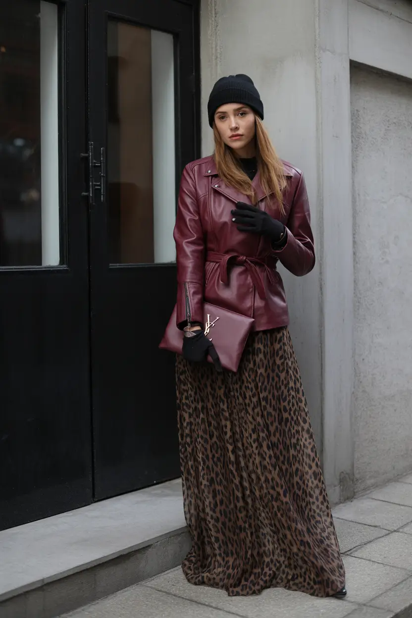 outfits ideas Bold & Wild Leather and Leopard Fusion