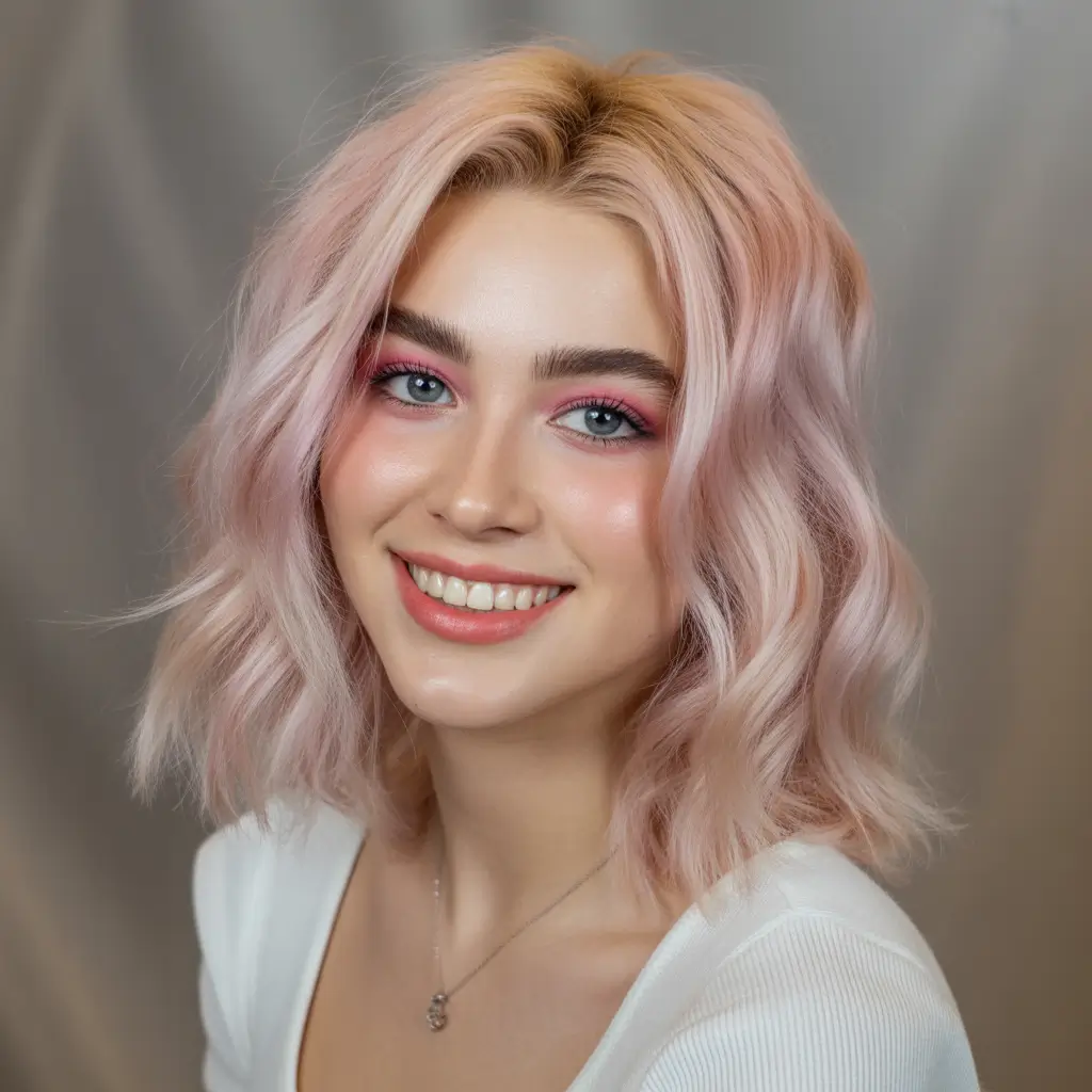 pink hair color Fluffy Pastel Pink Bob With Luminous Texture