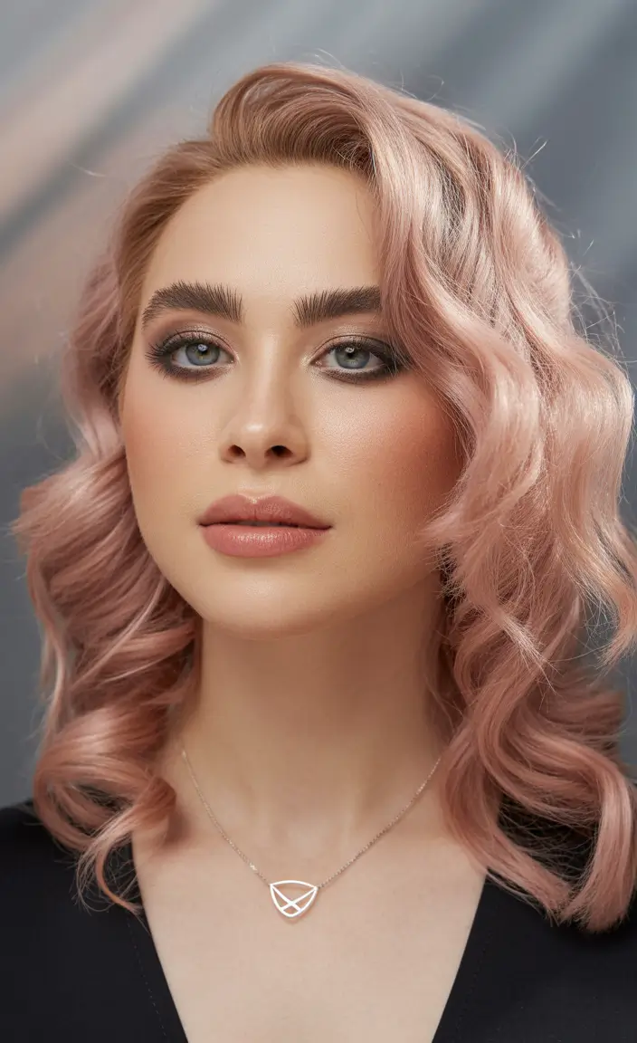 pink hair color Classic Rose-Pastel Waves With Sculpted Polish