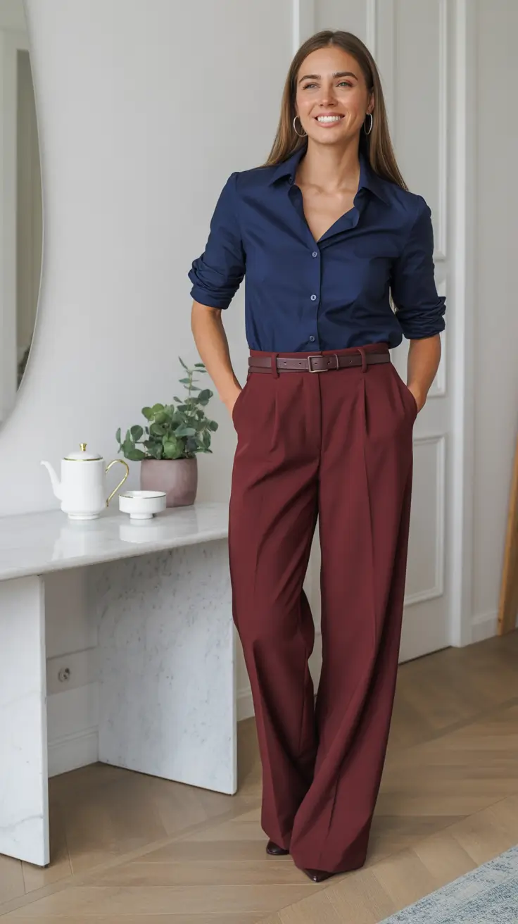 office-outfits-Burgundy-Revival-with-a-Nautical-Touch