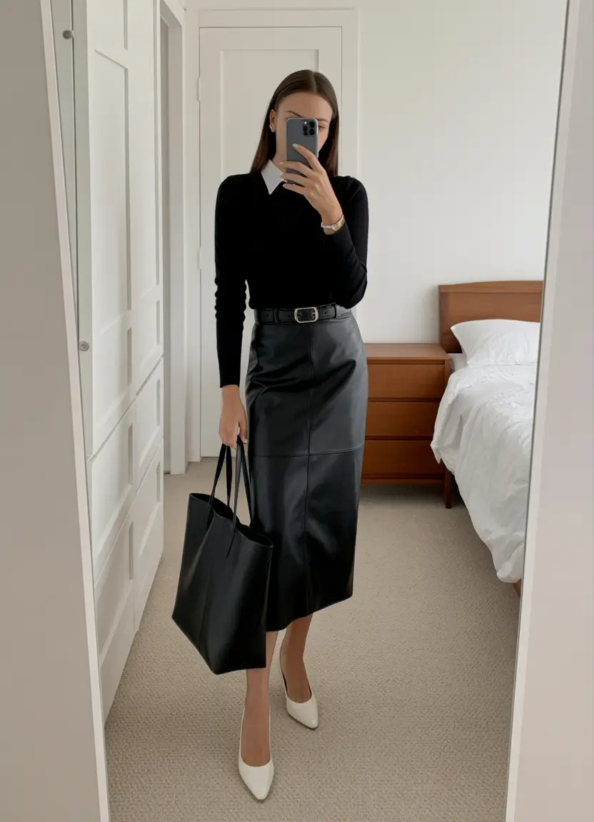 office-outfits-Black-Sophistication-with-a-Feminine-Twist