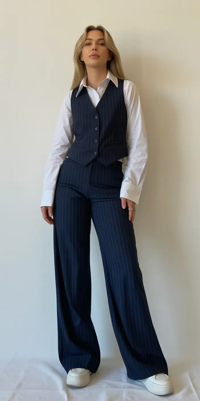 office-outfits-Pinstripe-Precision-with-a-Casual-Twist