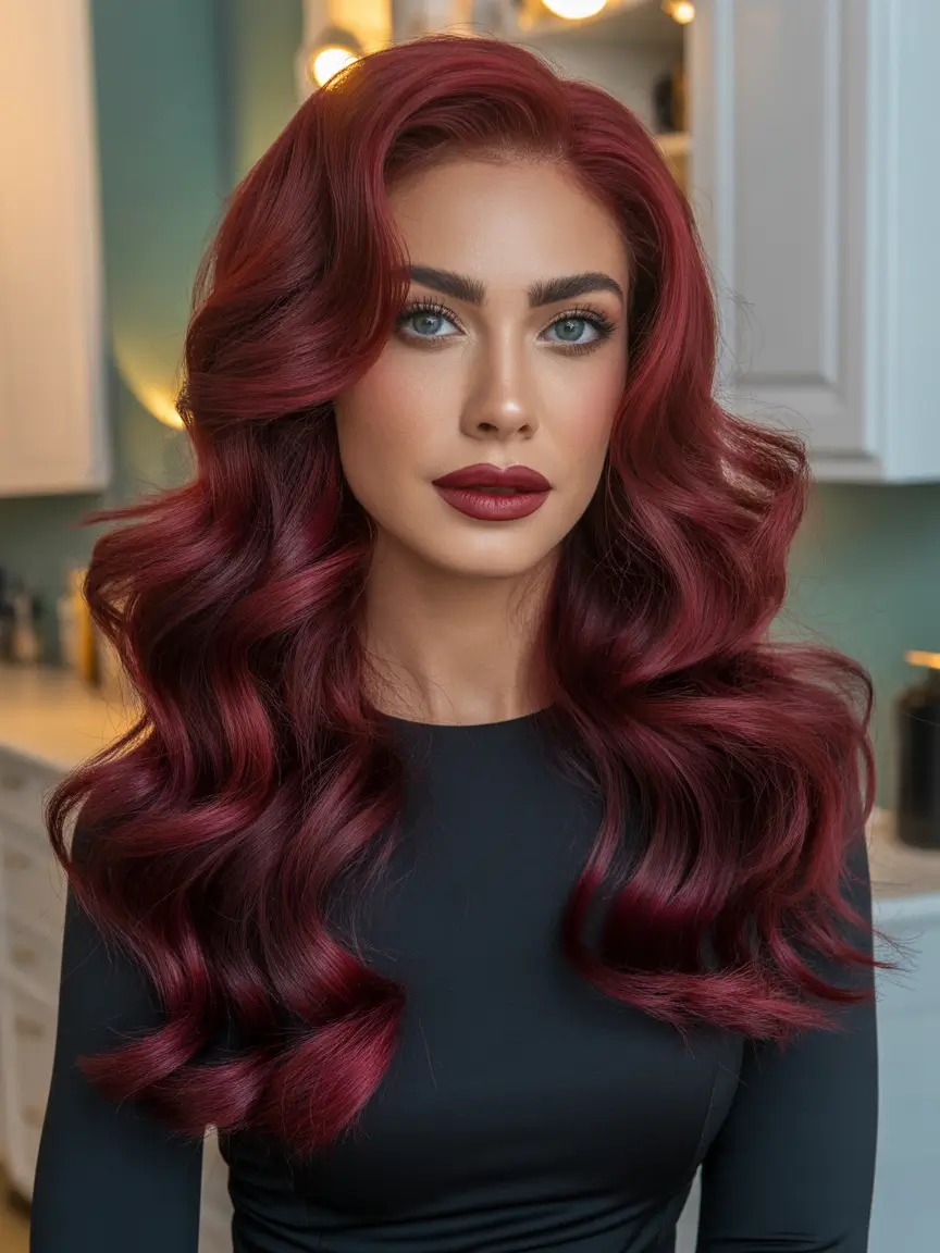 red hair colors Glossy Mahogany Bombshell Waves