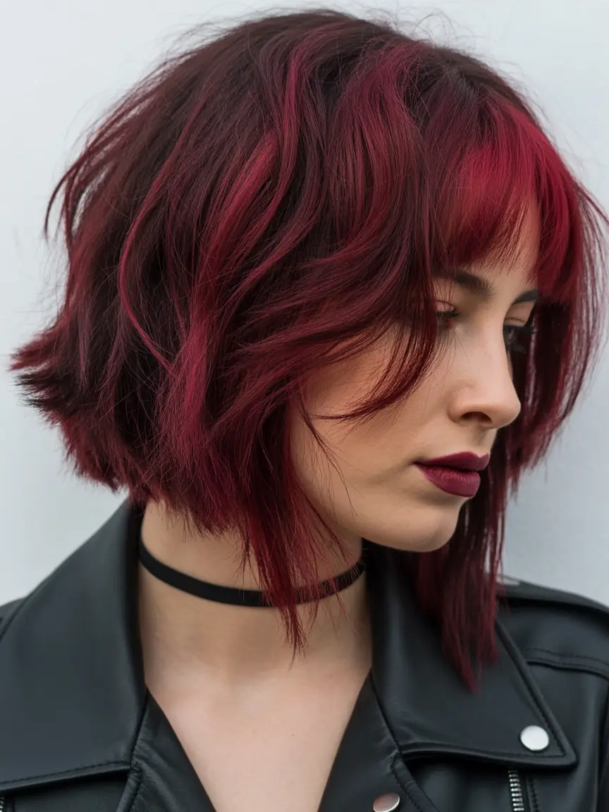 red hair colors Dark Cherry Tousled Crop