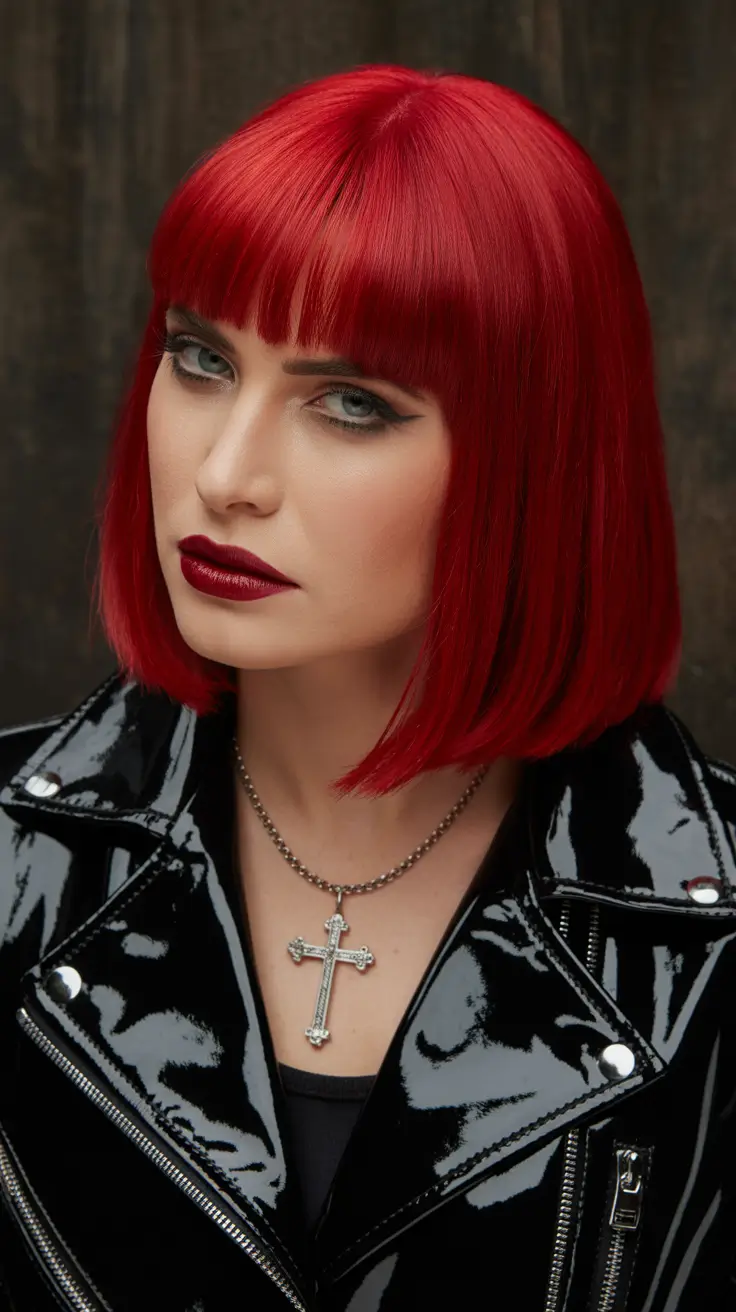 red hair colors Glossy Ruby Precision Bob
