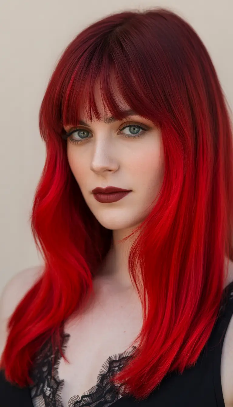 red hair colors Electric Cherry Layered Length