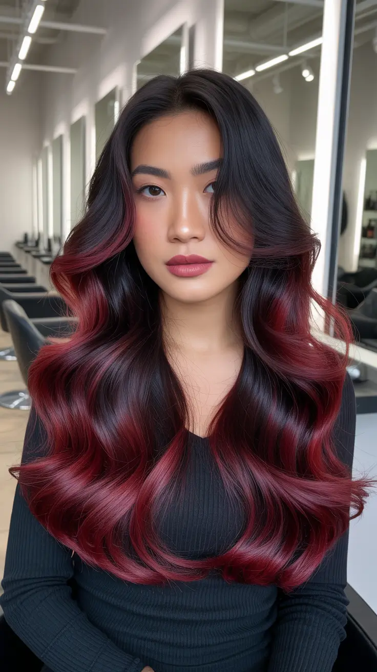 red hair colors Shadowed Burgundy Waves