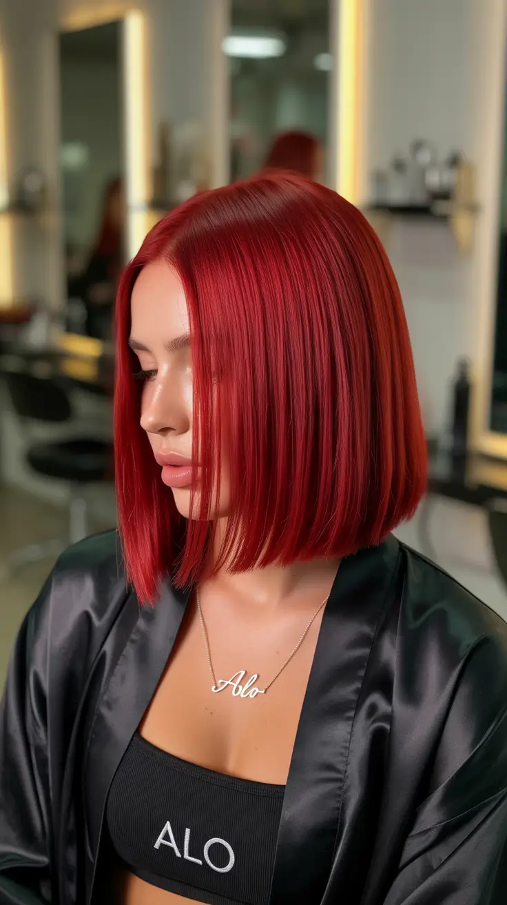 red hair colors Polished Ruby Straight Bob