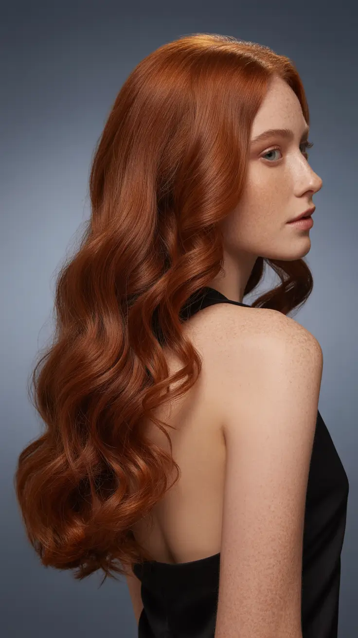 auburn hair color Glossy Copper Auburn Hollywood Waves