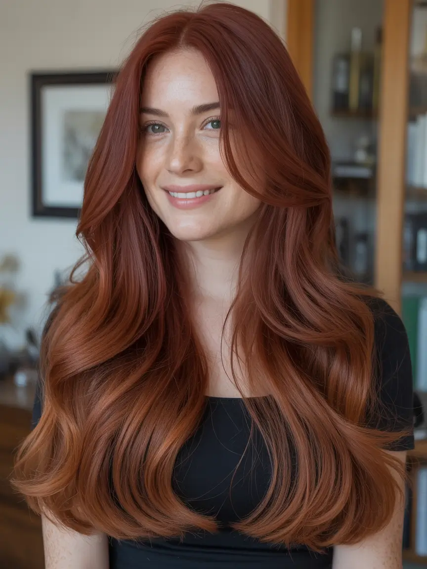 auburn hair color Redwood Auburn With Natural Volume