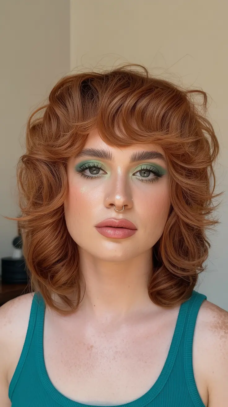 auburn hair color Textured Auburn Shag With Playful Movement