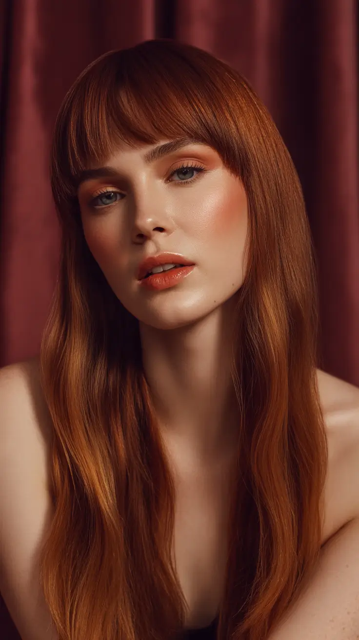 auburn hair color Soft Ginger Auburn With Sleek Length