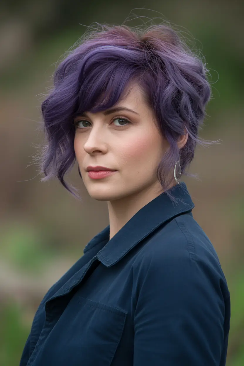 purple hair color Velvety Violet Waves With a Soft Edge