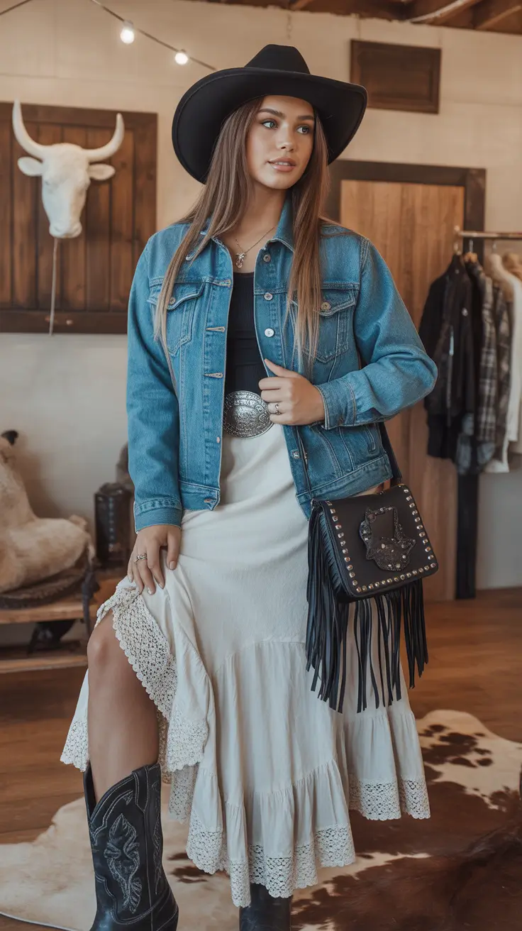 rodeo outfits Denim Charm with a Boho Twist