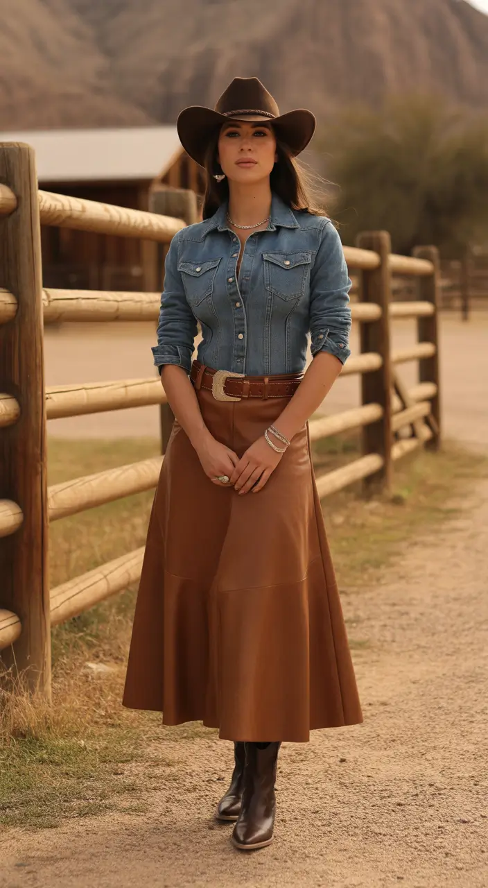 rodeo outfits Denim & Saddle-Tan Harmony
