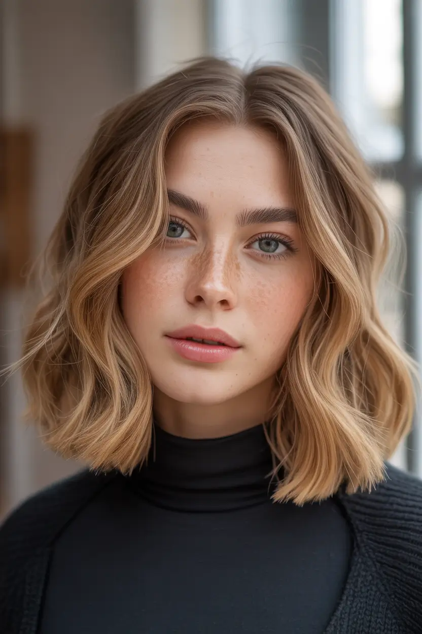 haircut Soft Honey Wavy Bob With Face-Framing Movement