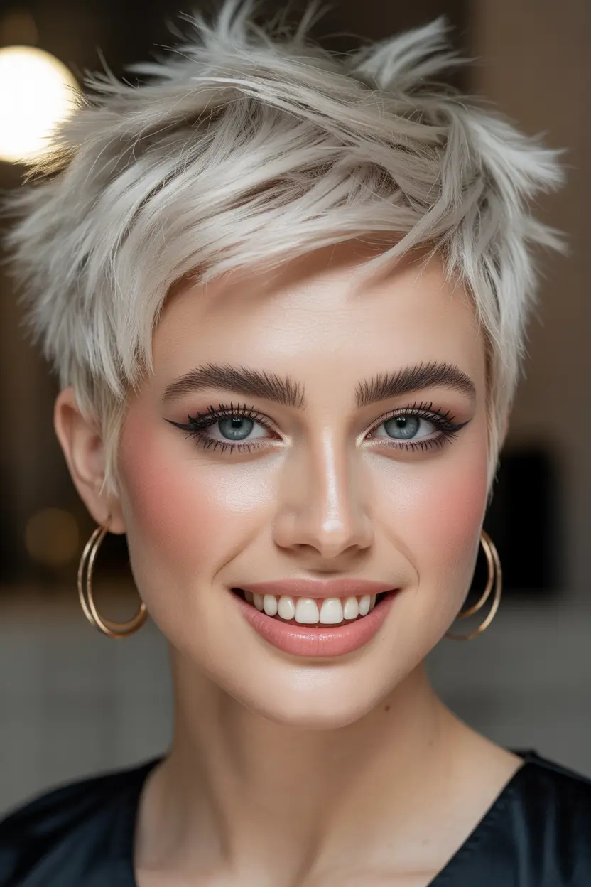 haircut Platinum Textured Pixie Lift