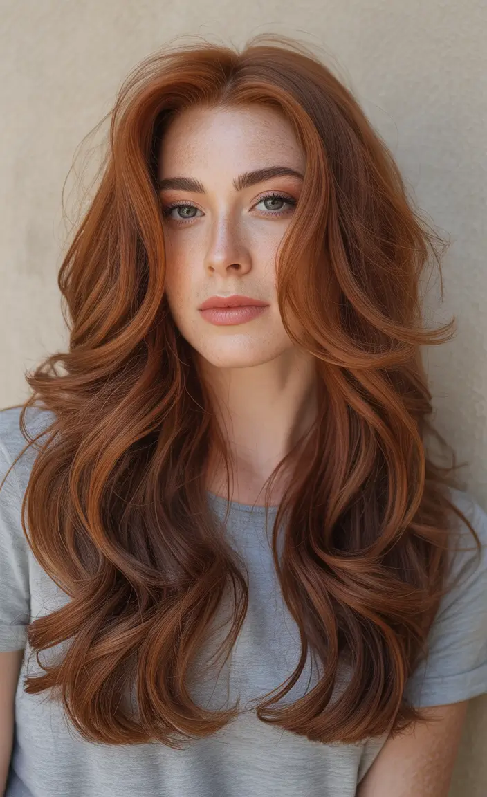 haircut Soft Ginger Long Layers With Cascading Flow