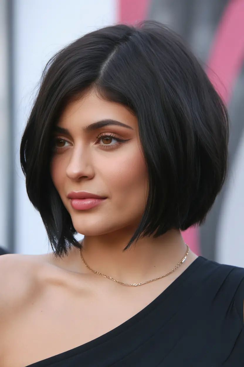 haircut Classic Chin-Length Jet Black Bob