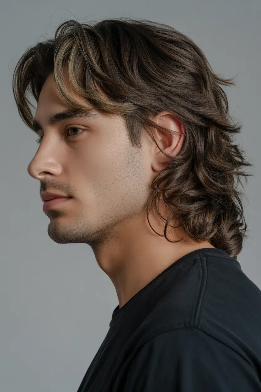 mens haircut Relaxed Curtain Mullet with Natural Flow