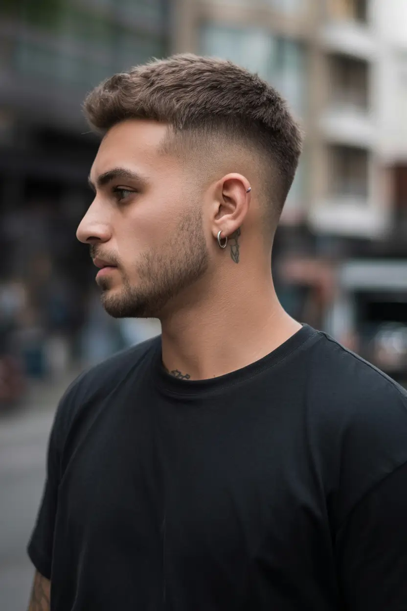 mens haircut Ultra-Clean Fade with Short Textured Top