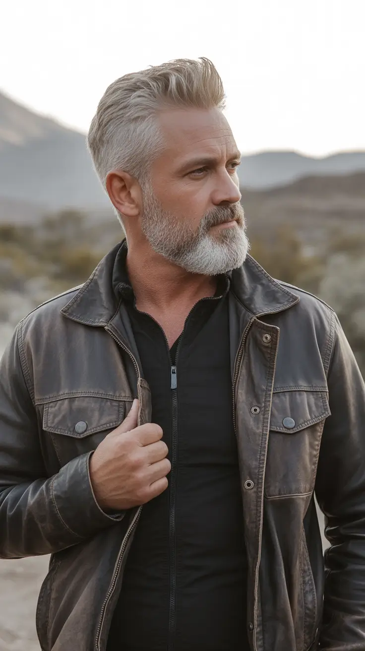 mens haircut Silver Quiff with Adventurous Volume